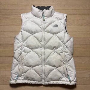 The North Face 550 Down Vest Women's Light Grey Quilted Puffer Vest Size L/G